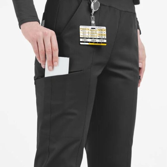 Butter-Soft STRETCH Women's 6-Pocket High Waisted Slim Leg Yoga Scrub Pants - Picture 2 of 4